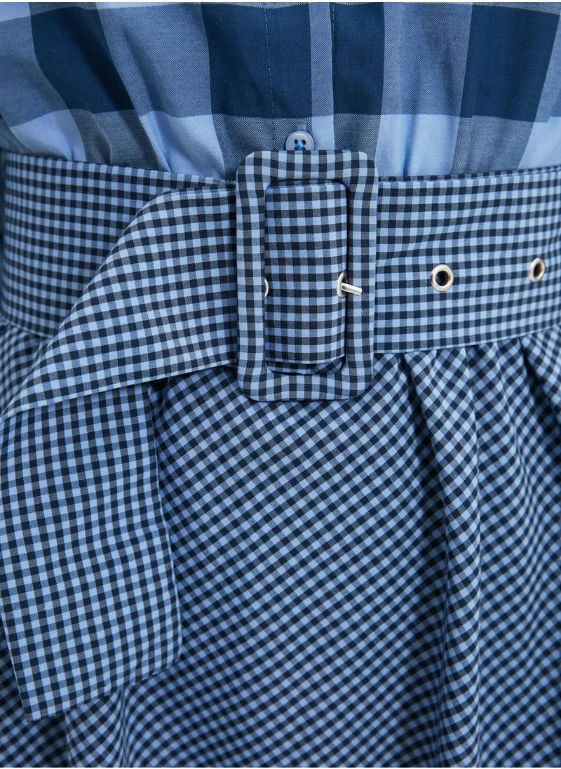 trendyol Checked Pleated Shirt Dress