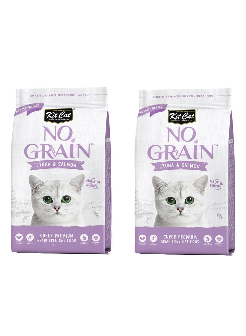 Kit Cat 1 كيلو جرام من التونة والسلمون بدون حبوب، 2 قطعة