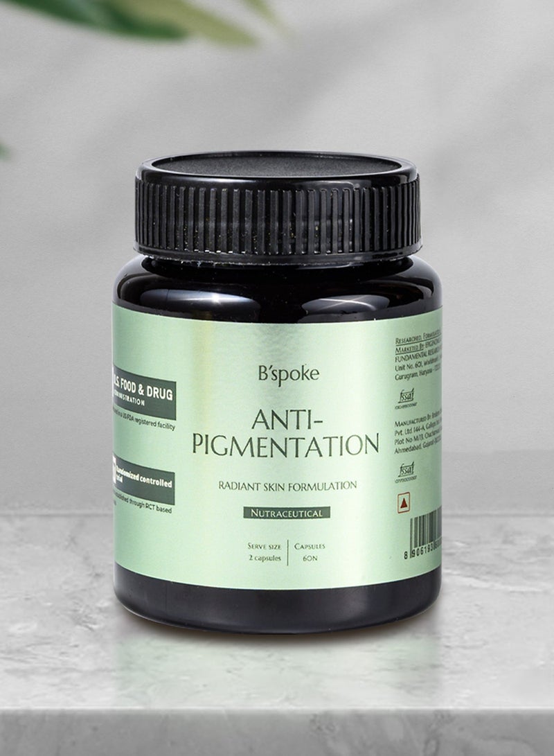 B'spoke B’spoke Anti-Pigmentation | Daily Advanced Skin Support with L-Cysteine, Glutathione, Korean Red Ginseng & Primrose Oil | For Pigmentation, Dark Spots, Melanin Balance, Uneven Tone & Oxidative Stress | 60 Softgels | For Men & Women - Image 1