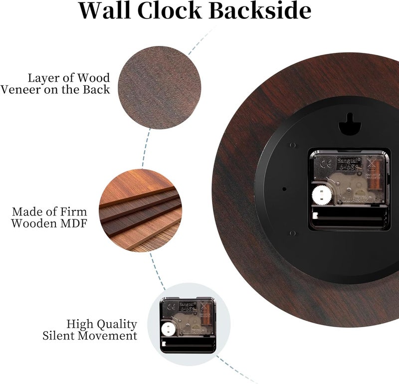 Toudorp Wall Clock Rustic Retro Beach Floral Blue Wooden Round Clocks Battery Operated Silent Non-Ticking 8 Inch Flowers in Glass Bottle Clock Decorative for Kitchen Office Bedroom - Image 5