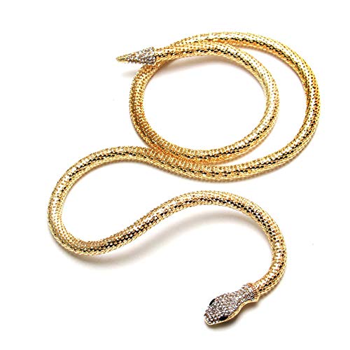 Tvoip Fashion Collier Femme Jewelry Full Rhinestone Accessories gold silver Crystal Snake long Pendant Necklace. (Gold) - Image 1