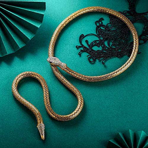 Tvoip Fashion Collier Femme Jewelry Full Rhinestone Accessories gold silver Crystal Snake long Pendant Necklace. (Gold) - Image 2