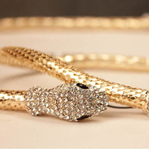 Tvoip Fashion Collier Femme Jewelry Full Rhinestone Accessories gold silver Crystal Snake long Pendant Necklace. (Gold) - Image 5