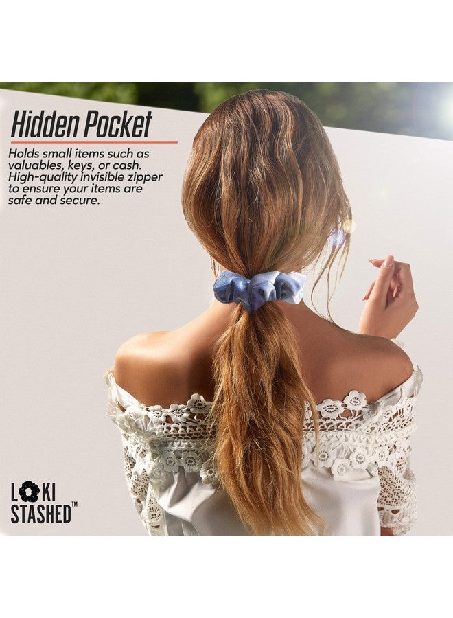 LokiStashed 3-Pack Velvet Hair Tie Scrunchies for Girls & Women, The Original Hidden Pocket Scrunchie with Zipper Pocket Storage, Accessories, Small Items, Keys, Money - Navy, Tan, Black Color - Image 5