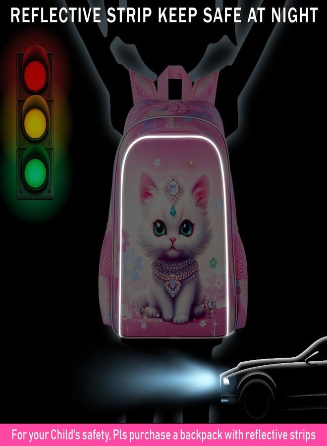HPJGD 3PCS Girls Cat Backpack, Water Resistant Kids Bookbag Set with Lunch Boxï¼ŒCute Elementary School Bag for Preschool Toddler - Image 3
