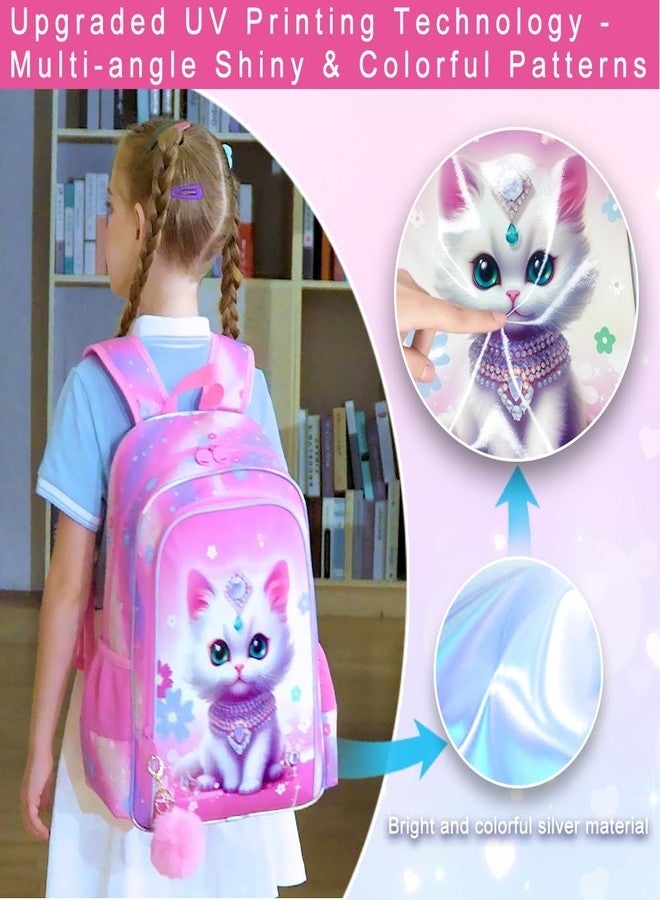 HPJGD 3PCS Girls Cat Backpack, Water Resistant Kids Bookbag Set with Lunch Boxï¼ŒCute Elementary School Bag for Preschool Toddler - Image 2