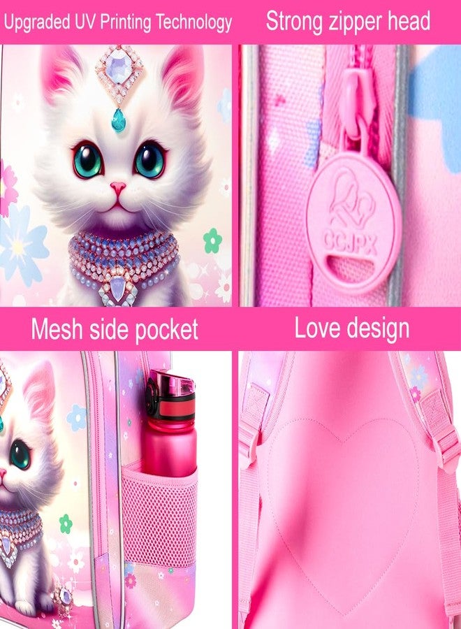 HPJGD 3PCS Girls Cat Backpack, Water Resistant Kids Bookbag Set with Lunch Boxï¼ŒCute Elementary School Bag for Preschool Toddler - Image 5
