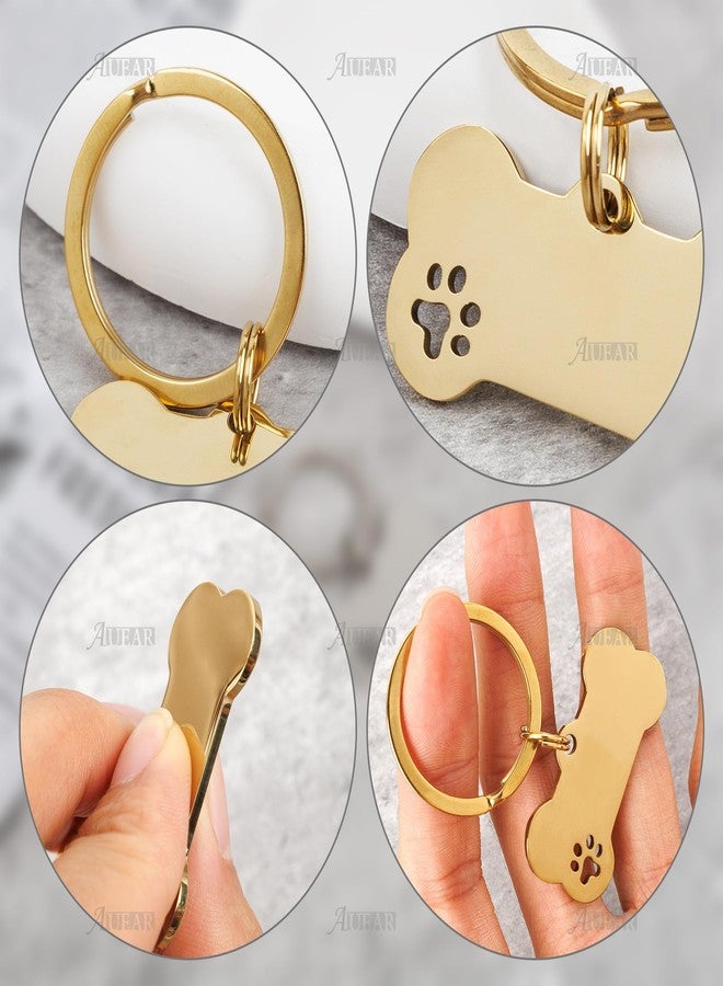 AUEAR, 6 Pack Stainless Steel Pet Keychain Engraving Bone Shape Dog ID Name Tag for DIY Craft - Image 4