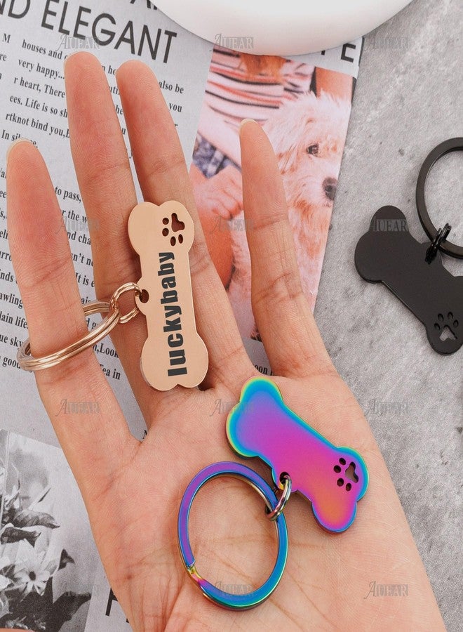 AUEAR, 6 Pack Stainless Steel Pet Keychain Engraving Bone Shape Dog ID Name Tag for DIY Craft - Image 5