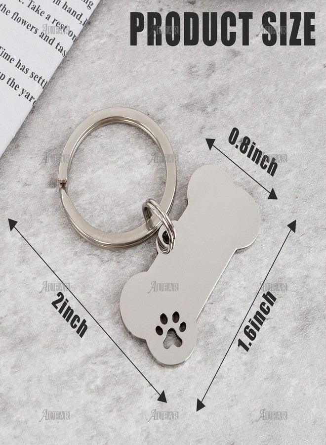 AUEAR, 6 Pack Stainless Steel Pet Keychain Engraving Bone Shape Dog ID Name Tag for DIY Craft - Image 2
