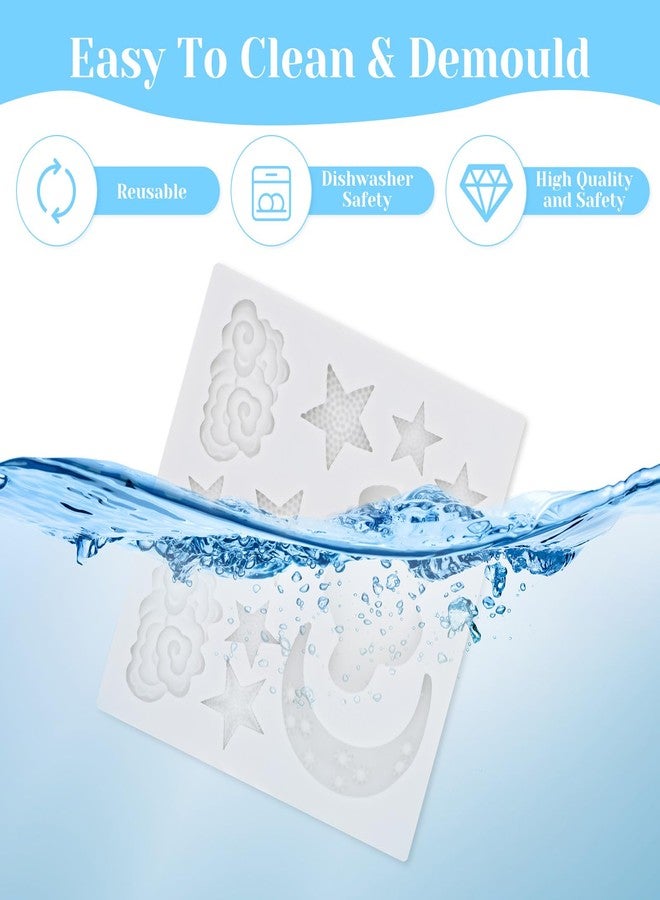 Gtziqa 2 Pieces Moon and Stars Silicone Mold for Chocolate, Candy Chocolate Fondant Polymer Clay Molds for Cake Decorating, DIY Baking, Cupcake, Cookie, Soap and Candle Making Supplies - Image 3