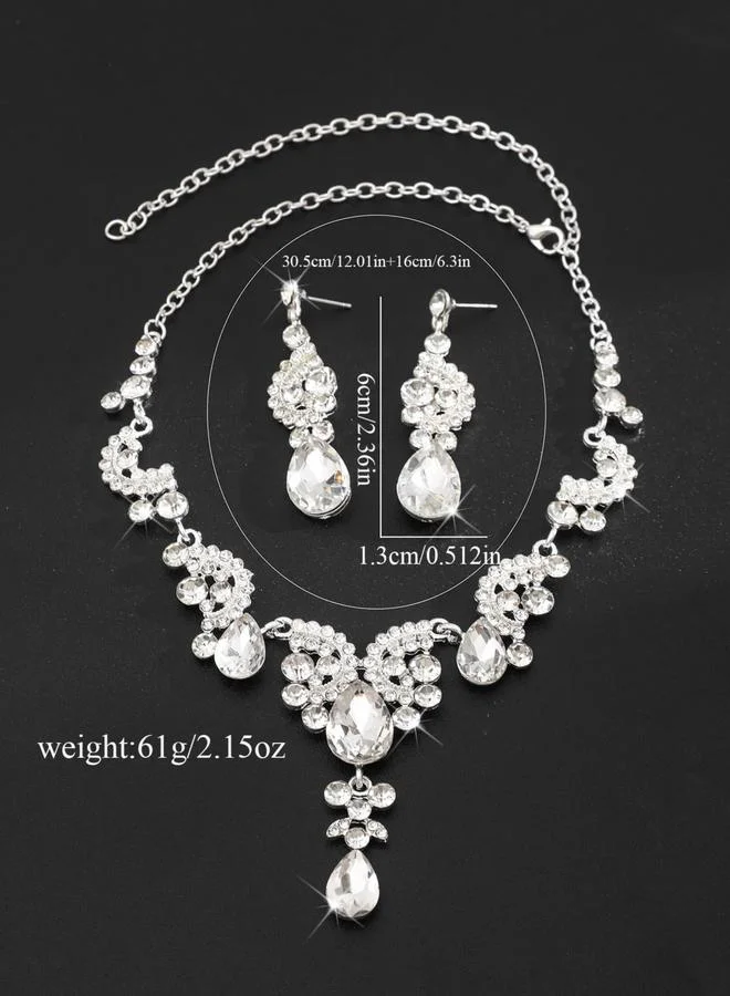 Take Two  2-Piece Embellished Rhinestone Drop Necklace and Earrings Jewelry Set for Women | Best Price UAE
