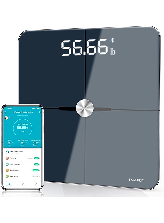 promass Digital bathroom scales, Bluetooth body fat scale, Smart BMI body weight scale accurate to 0.01kg can be calibrated, 25 body composition Analysis, Clear LED, Batteries Included, weighing 180kg - Image 1
