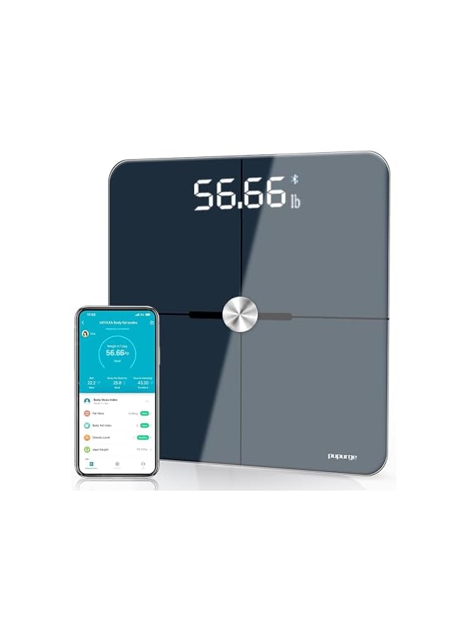 promass Digital bathroom scales, Bluetooth body fat scale, Smart BMI body weight scale accurate to 0.01kg can be calibrated, 25 body composition Analysis, Clear LED, Batteries Included, weighing 180kg - Image 2