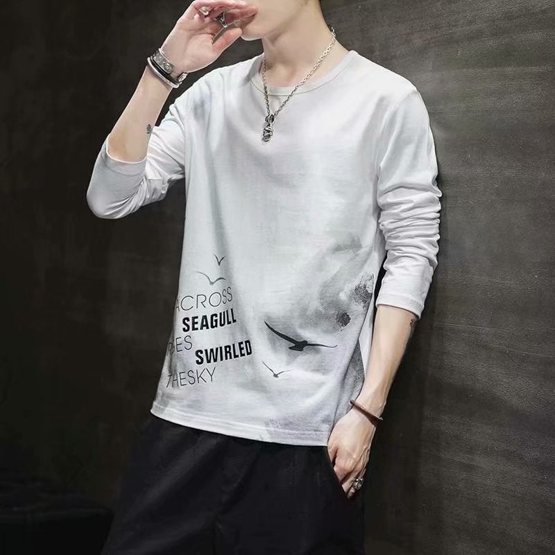 Japanese Crewneck Work Clothes Wear-resistant and Dirty-resistant Outdoor Spring and Summer Long-sleeved T-shirt Mens Thin All-match Base Shirt T-shirt Boy black - Image 3