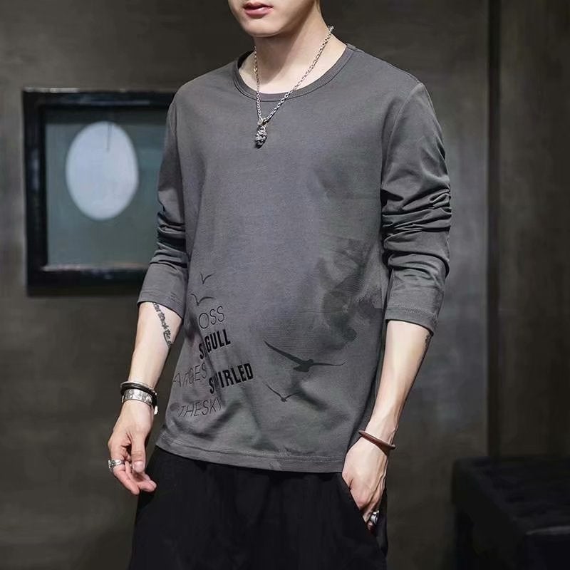 Japanese Crewneck Work Clothes Wear-resistant and Dirty-resistant Outdoor Spring and Summer Long-sleeved T-shirt Mens Thin All-match Base Shirt T-shirt Boy black - Image 5