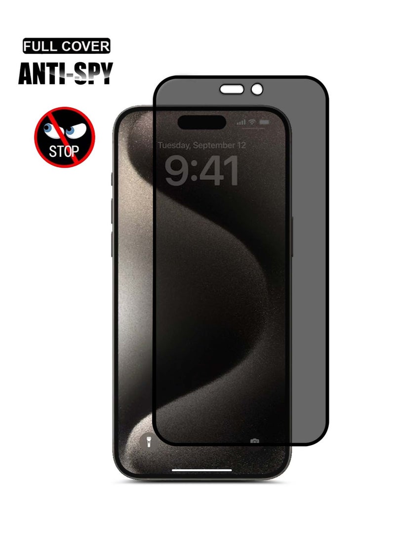 واقي شاشة Xtiger 9H Hardness Matte Privacy Explosion Proof من الزجاج المقوى لهاتف Apple iPhone 15 Pro - تغطية كاملة ومضاد للصدمات ومضاد لبصمات الأصابع ومقاوم للتلطخ