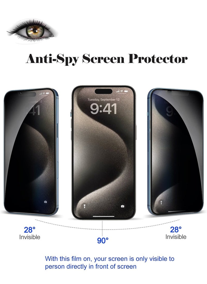 واقي شاشة Xtiger 9H Hardness Matte Privacy Explosion Proof من الزجاج المقوى لهاتف Apple iPhone 15 Pro - تغطية كاملة ومضاد للصدمات ومضاد لبصمات الأصابع ومقاوم للتلطخ
