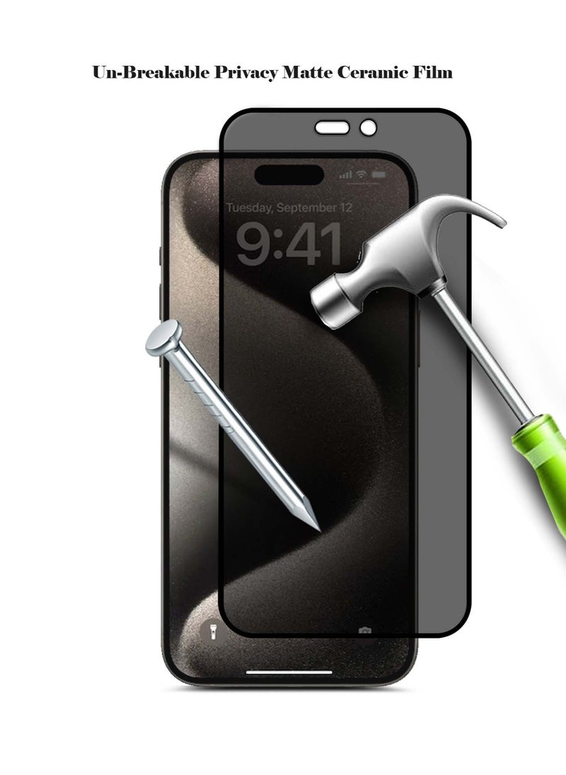 واقي شاشة Xtiger 9H Hardness Matte Privacy Explosion Proof من الزجاج المقوى لهاتف Apple iPhone 15 Pro - تغطية كاملة ومضاد للصدمات ومضاد لبصمات الأصابع ومقاوم للتلطخ