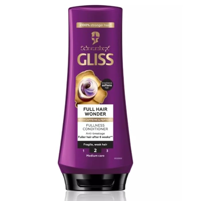 Gliss Full Hair Wonder Conditioner, Strengthening and Volumizing for Fine and Weak Hair, with Caffeine and Peptides, 200 ml - Image 1