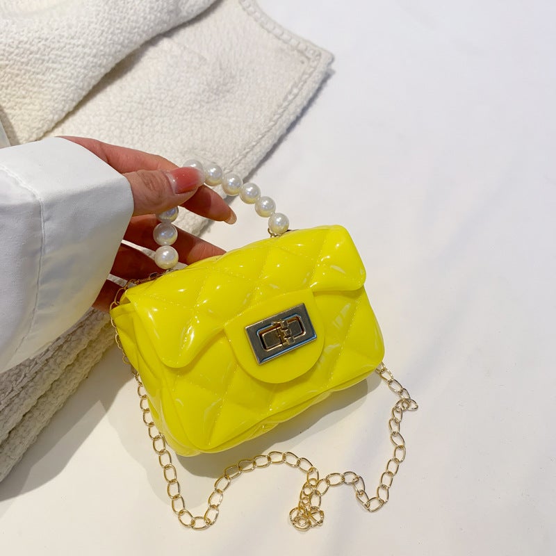 Mini Texture Bag Jelly Bag Fashion Portable Small Bag 2023 Spring And Trendy Cute Pearl Chain Bag - Image 1