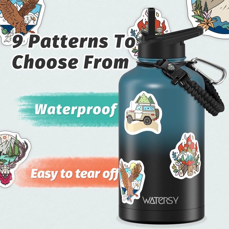 WATERSY 64oz Insulated Water Bottle (Cold for 48 Hrs),BPA Free&Leak Proof,Half Gallon Stainless Steel Water Flask,Water Jug with Straw Spout Lids for Gym,Hiking,Camping,Black Blue - Image 4