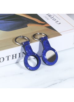 Suitable For Apple Airtag Tracker Anti-lost Device Locator Leather Diamond Protective Case Airtags Protective Case-Color:Airtag Protective Sleeve-Double Hole Blue Drill