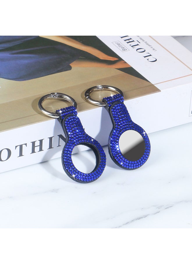 Generic - Suitable For Apple Airtag Tracker Anti-lost Device Locator Leather Diamond Protective Case Airtags Protective Case-Color:Airtag Protective Sleeve-Double Hole Blue Drill - Image 1