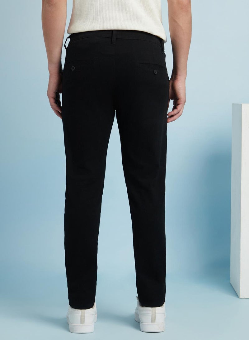 Dennis Lingo Men's Black 100% Cotton Solid Full Length Chinos Straight Fit Trouser - Image 3