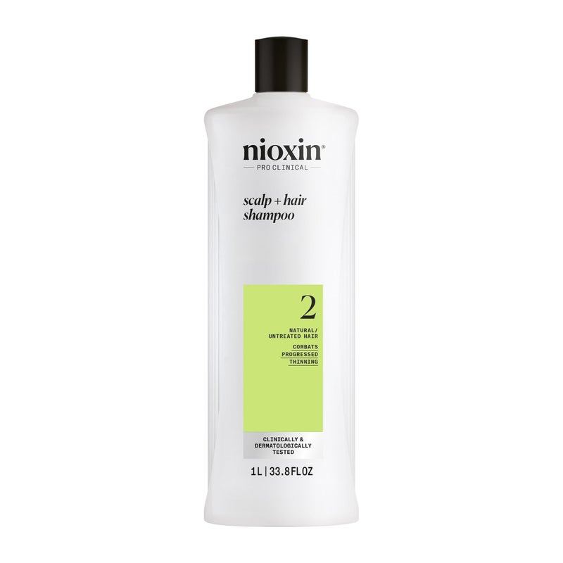 Nioxin Scalp + Hair Thickening System 2 Shampoo| For Natural or Untreated Hair with Progressed Thinning| With Niacinamide and Biotin| 33.8 Fl oz. - Image 1