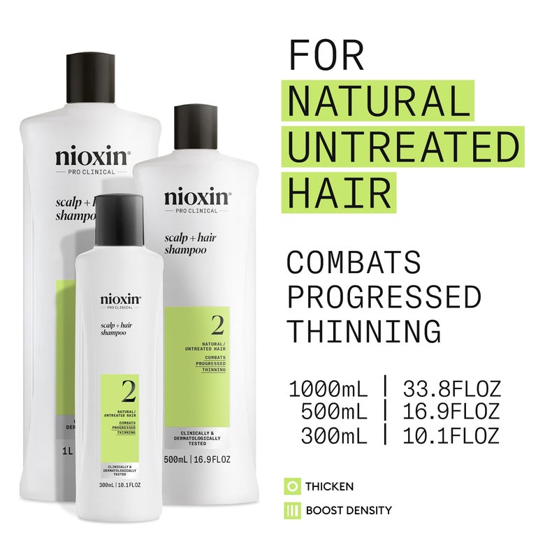 Nioxin Scalp + Hair Thickening System 2 Shampoo| For Natural or Untreated Hair with Progressed Thinning| With Niacinamide and Biotin| 33.8 Fl oz. - Image 3