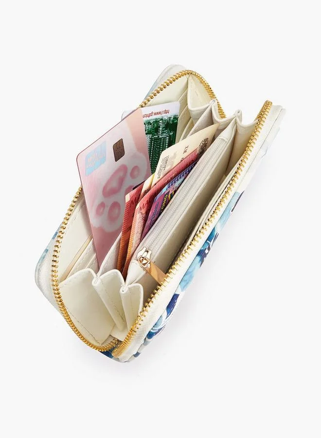 Flora Bella By Shoexpress BLUE Flora Bella Floral Print Zip-Around Wallet for Women | Best Price UAE