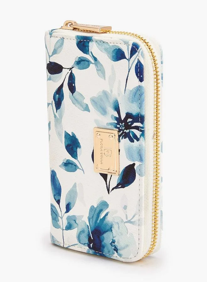 Flora Bella By Shoexpress BLUE Flora Bella Floral Print Zip-Around Wallet for Women | Best Price UAE