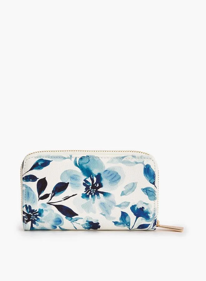 Flora Bella By Shoexpress BLUE Flora Bella Floral Print Zip-Around Wallet for Women | Best Price UAE