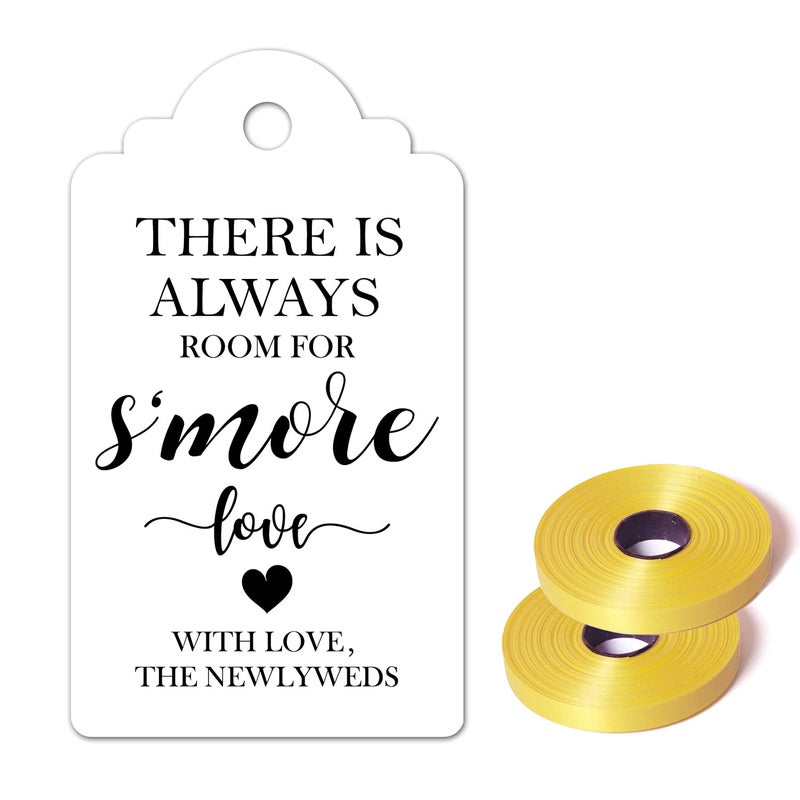 TENTADO Thank You for Celebrating with Us Gift Tags There Is Always Room for Smore Love Tags Smore Love Tags for Wedding Bridal Shower Wedding Favor Gift Tags with 65 Feet Golden Ribbon 50 Pack - Image 3