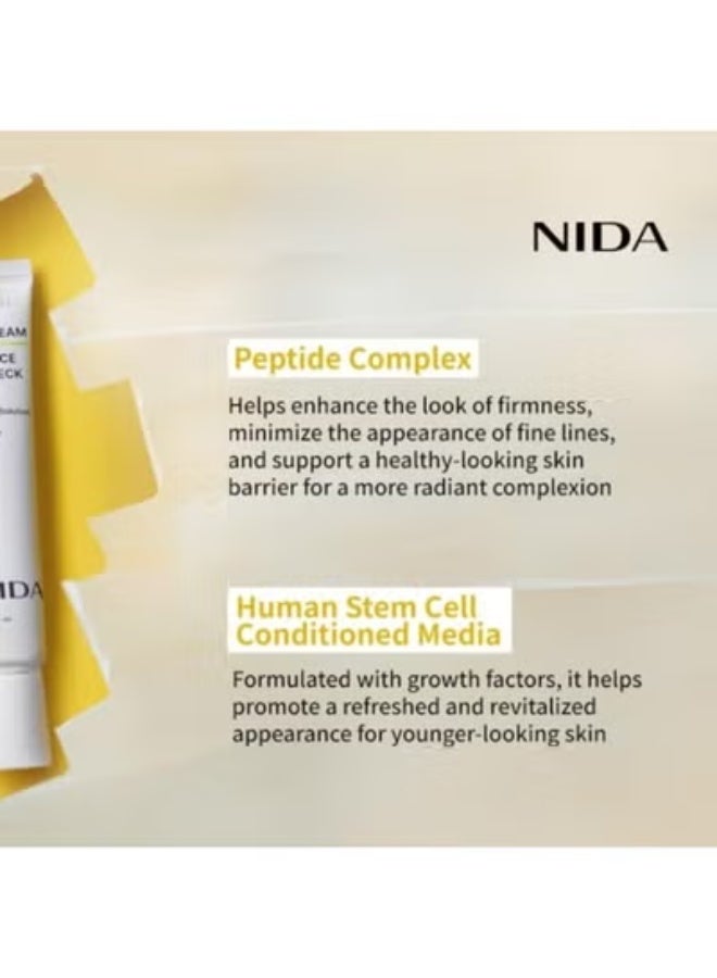 نيدا [Probiotic Solution] - Enriched with probiotics to balance and support the skin's microbiome, promoting healthier and more resilient skin. [Retinal Power] - Contains retinal, a potent form of vitamin A, to boost collagen production, enhance cell turnover, and reduce the appearance of fine lines and wrinkles. [Human Stem Cell Conditioned Media] - Advanced ingredient that promotes skin regeneration and provides anti-aging benefits through growth factors. [Peptide Boost] - Infused with peptides to improve skin elasticity, firmness, and texture for a more youthful appearance. [Effective Skincare] - Helps improve skin texture and appearance, Reduces the signs of aging, Enhances skin elasticity and firmness, Nourishes and moisturizes the skin throughout the day and night. [Proudly Made in Korea] - Manufactured in a certified facility, Suitable for all skin types. - Image 5