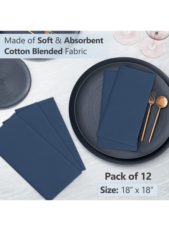 Ruvanti Cloth Napkins Set of 12, 18x18 Inches Napkins Cloth Washable, Soft, Durable, Absorbent, Cotton Blend. Table Dinner Napkins Cloth for Hotel, Lunch, Restaurant, Weddings, Parties - Navy Blue - Image 3
