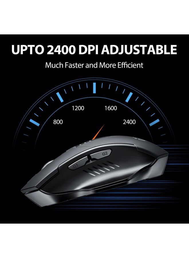 inphic Wireless Mouse Rechargeable, Upgraded Visible Battery, 2400 DPI, Silent Ergonomic Computer Wireless Mouse for Laptop, Mac, PC etc. - Image 2