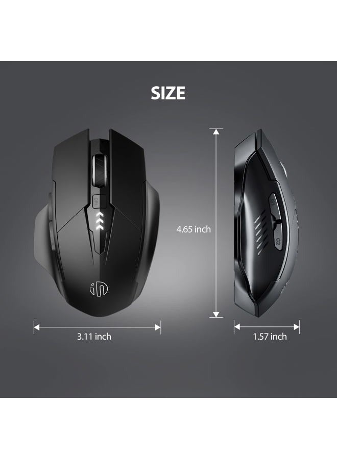 inphic Wireless Mouse Rechargeable, Upgraded Visible Battery, 2400 DPI, Silent Ergonomic Computer Wireless Mouse for Laptop, Mac, PC etc. - Image 5