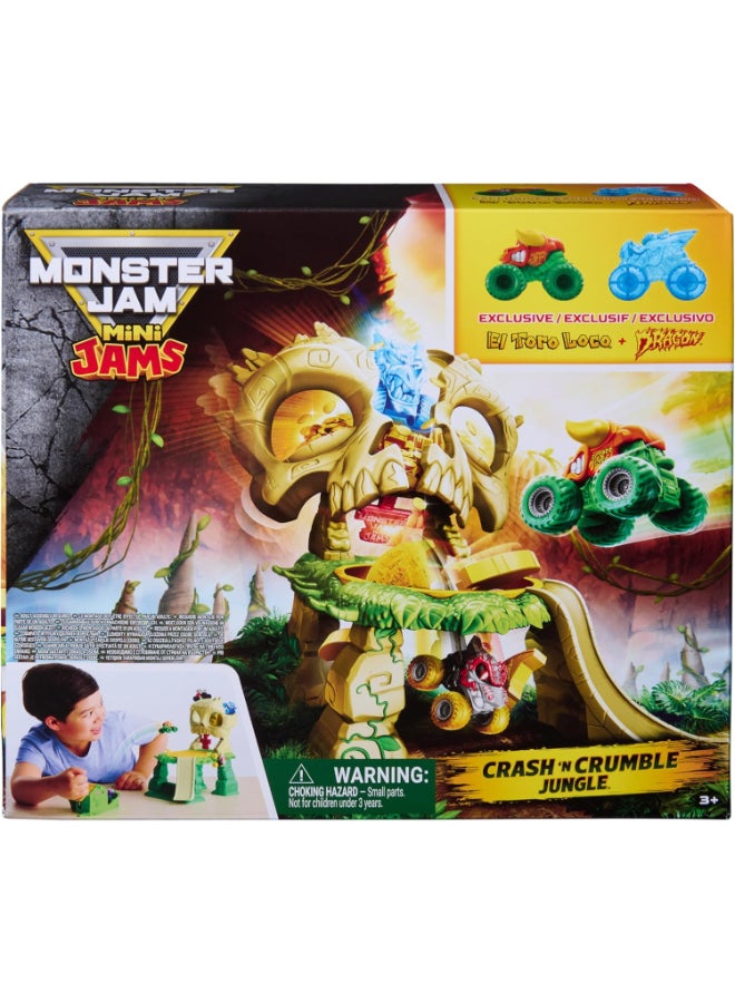 Monster Jam Mini Jams Crash 'N Crumble Jungle Skull Escape Playset - Image 1