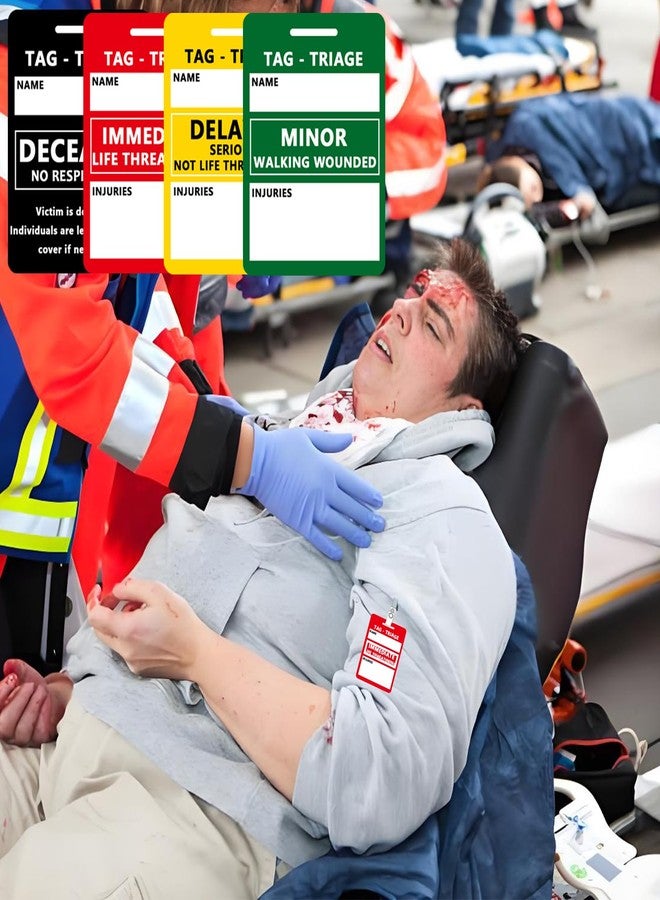 BAOZENP Triage Tag Card Sets for First Aid & Emergency Response - Set of 4 (Black:Deceased, Red:Immediate, Yellow:Delayed, Green:Minor), 4.7"L x 3"W - Image 5