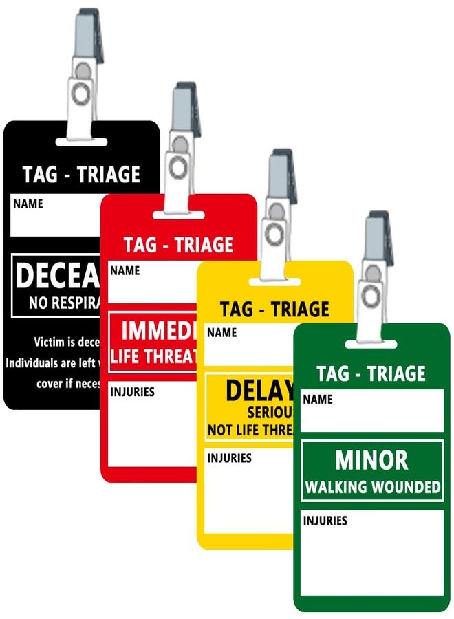 BAOZENP Triage Tag Card Sets for First Aid & Emergency Response - Set of 4 (Black:Deceased, Red:Immediate, Yellow:Delayed, Green:Minor), 4.7"L x 3"W - Image 1