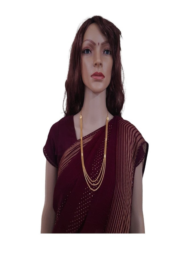 طقم سواروب الذهبي المطلي بثلاث طبقات، سلسلة رانيهار ماراثي ثوشي، أقراط ناثني للنساء - Image 2
