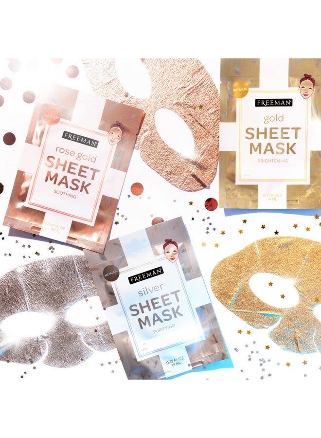 Freeman Limited Edition Christmas Metallic Sheet Masks, Variety 12 Pack, Luminizing Gold, Purifying Silver, Soothing Rose Gold, Perfect for Wife, Spouse, Girlfriend, or Daughter - Image 5