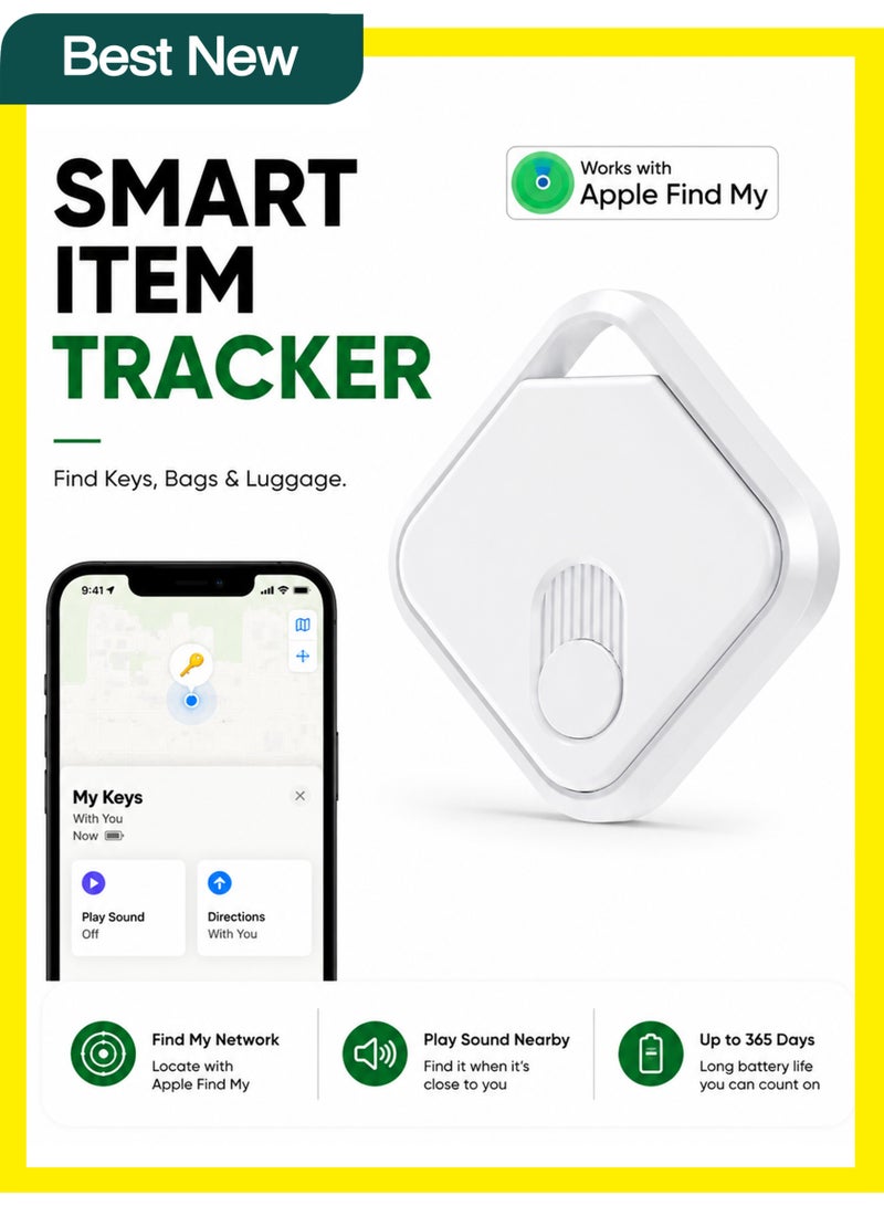 MS MIN Smart Bluetooth Tracker Compatible with Apple Find My, Item Tracker for Keys, Bags & Wallets, Global Tracking via Apple Network, Replaceable Battery - Image 1