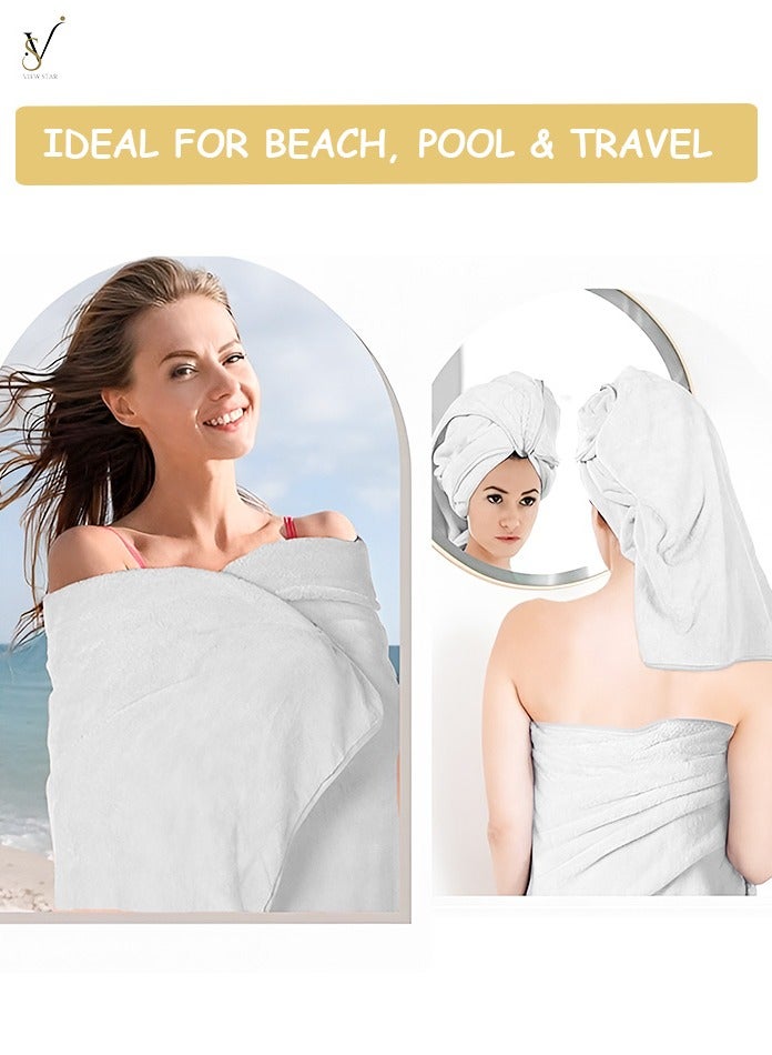 فيوستار مجموعة مناشف حمام فيوستار القطنية الفاخرة - عبوة من قطعتين - منشفتان كبيرتان الحجم للرجال والنساء والأطفال - مثالية للمنزل والجيم والشاطئ والمنتجعات الصحية - قطن 100% - Image 3