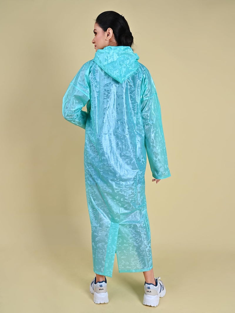 Rupa Women PVC Standard Length Rainwear, Waterproof Rain Jacket with Carry Bag, Petals Design, Pack of 1, Light Blue, 2XL - Image 5