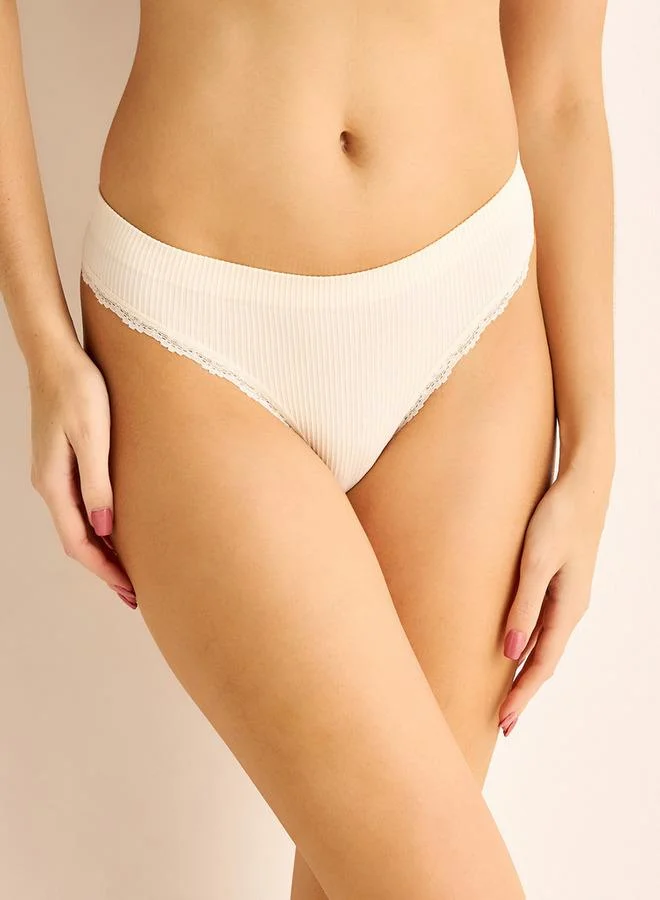 سبلاش فيڤ Skims Thongs Ribbed With Lace Detail