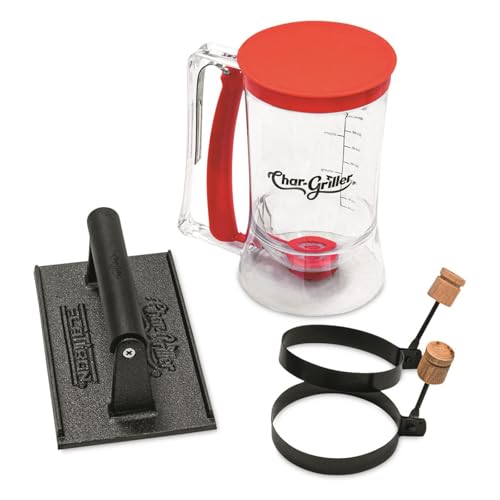 Char-Griller 8933 Flat Iron Gas Griddle Breakfast Kit Barbecue Tool Set,Black - Image 1