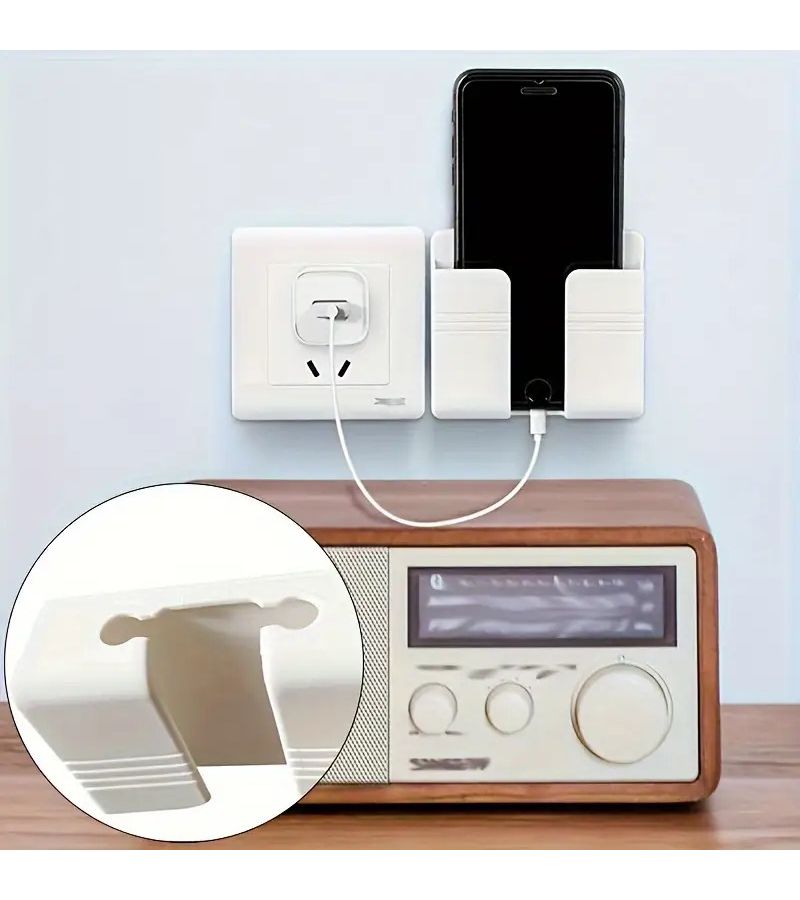 Multifunctional Wall Mounted Phone Charger Space Saving Bathroom Storage Rack Safe Bedside Organizer TV Air Conditioner Remote Control Holder Durable PC Material All Season Use Black - Image 5